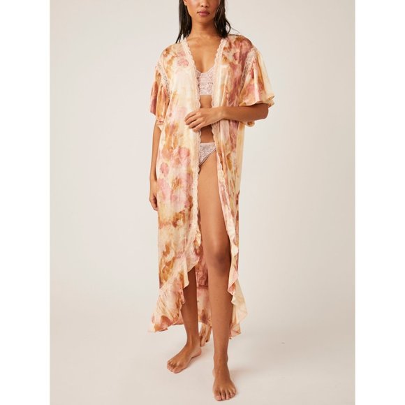 FREE PEOPLE Moonbeams Washed Robe / Sweet Combo Kimono Pajama Set size M - Picture 9 of 15